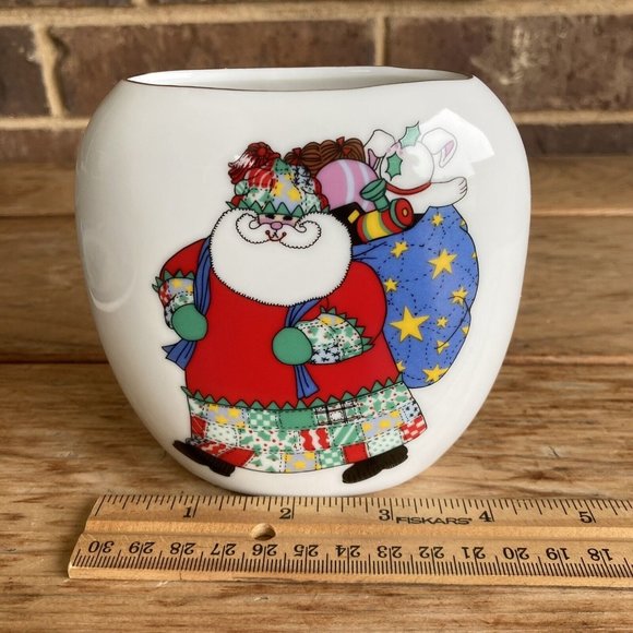 Otagiri Japan Shirley Delph Santa Claus with Quilt Outfit Vase - Picture 3 of 8